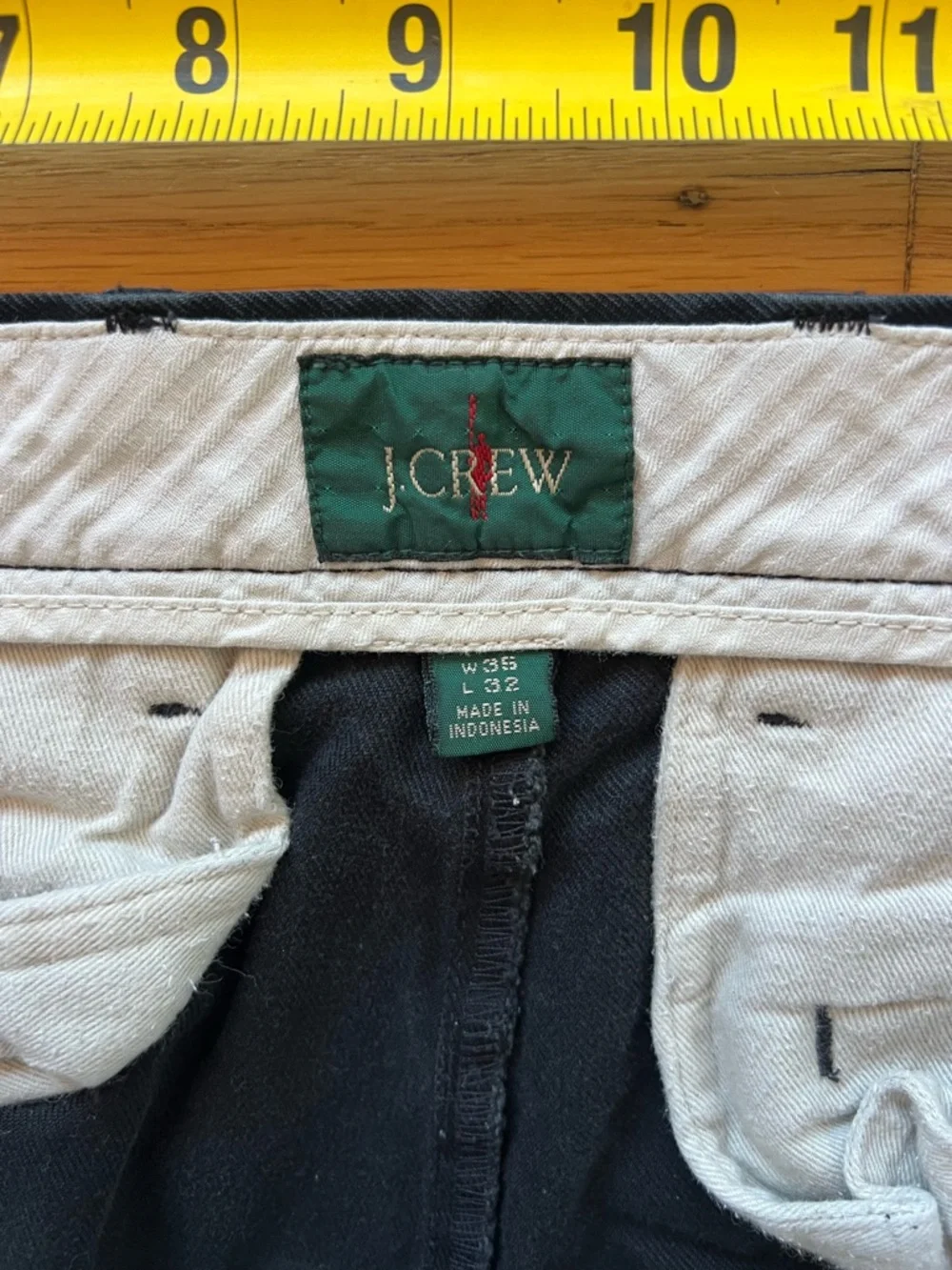 J. Crew Oarsman Broken-In Straight Chino Pants Mens 35x32 Black Twill Casual